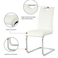 thumbnail image 7 of Sumdeal 5-Piece Dining Set, 63 in Glass Dining Table with 4 White PU Faux Leather Chairs, Silver Legs, 7 of 7