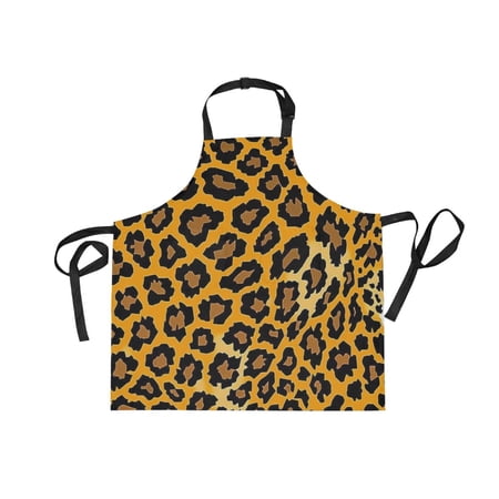 JSTEL Yellow Leopard Print Cheetah Apron with 2 Pockets for Women Men Adjustable Garden Bib