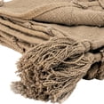 thumbnail image 5 of 50" X 60" Brown Cotton Woven Geometric Throw Blanket with Tassels, 5 of 6