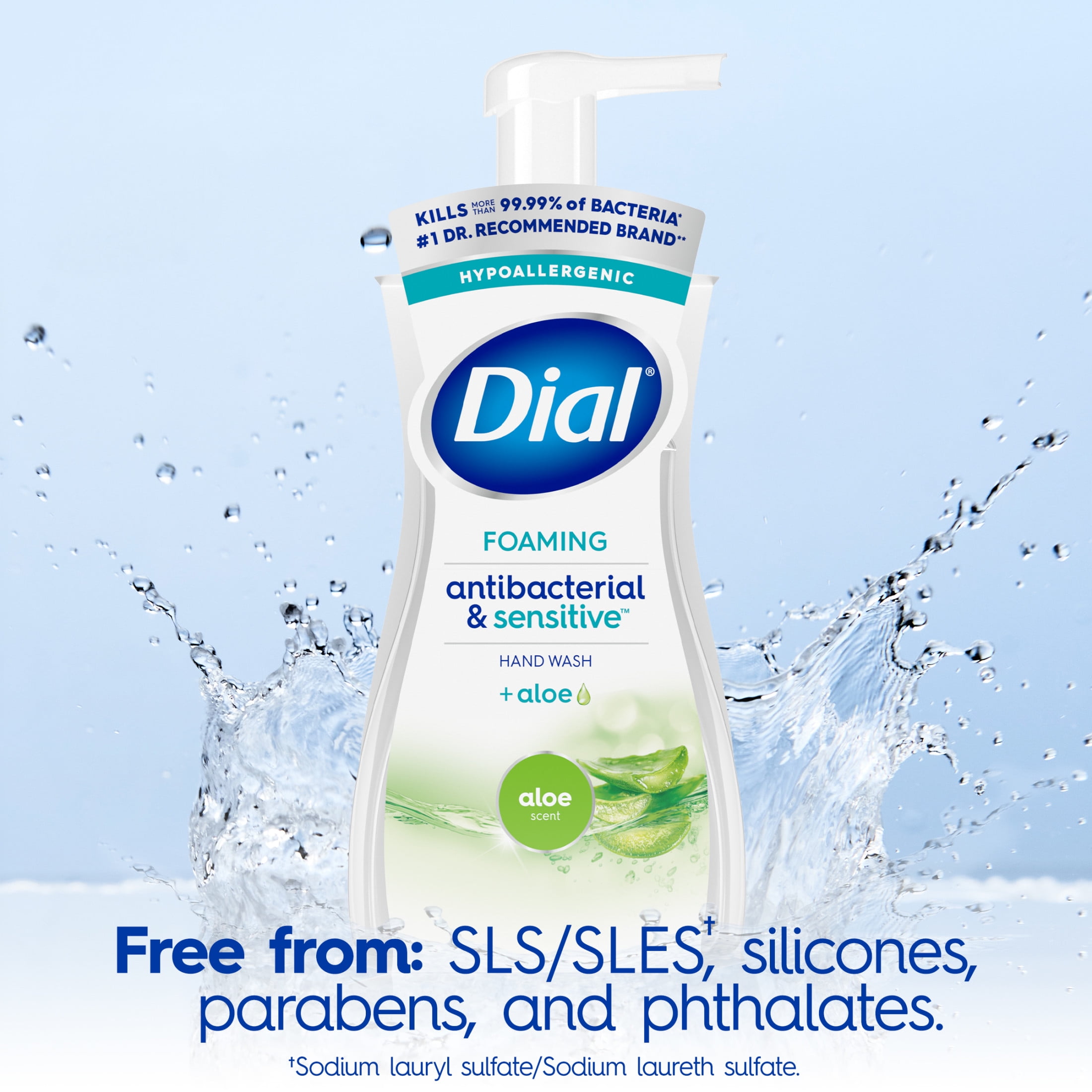 (2 pack) Dial Antibacterial & Sensitive Aloe Scent Foaming Hand Soap, Hypoallergenic, 7.5 fl oz