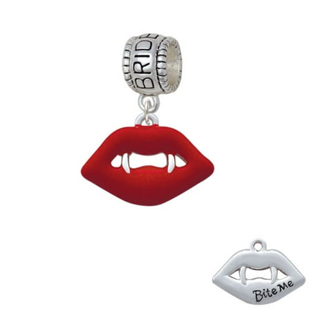 Red Enamel Vampire Lips - Bridesmaid Charm Bead