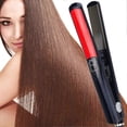 thumbnail image 1 of Plancha alisadora profesional antiestática 2 en 1 con calor ajustable para todo tipo de cabello, color negro., 1 of 5