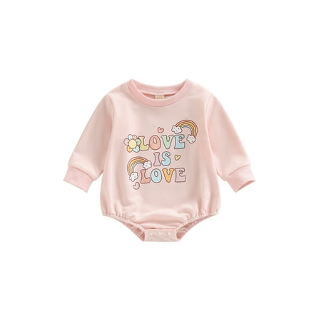 

Valentine\ s Day Baby Girl Outfit Crewneck Sweatshirt Bubble Romper Onesie Long Sleeve Sweater