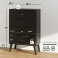 thumbnail image 3 of Prepac Milo Mid Century Modern 4-Drawer Vertical Chest, Black, 3 of 11