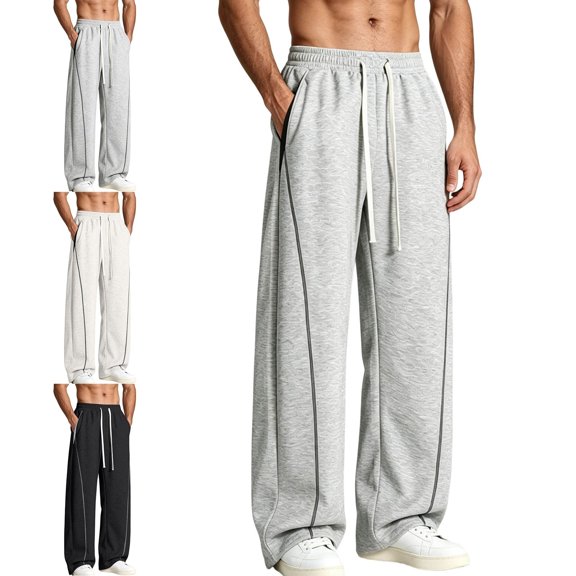 Babcutegg Mens Plus Size Sweatpants with Pockets Drawstring Loose Fit Spring Fall Athletic Casual Wide Leg Pants Gray Size 2XL