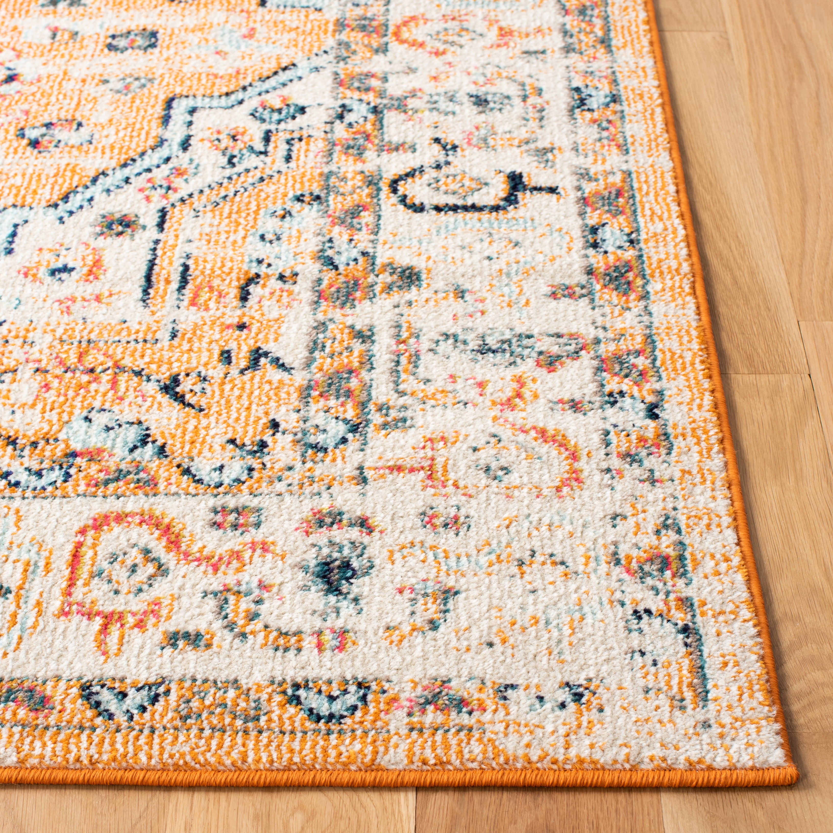 SAFAVIEH Madison Trenton Vintage Traditional Runner Rug, Orange/Ivory, 2' x 8'
