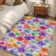 thumbnail image 4 of 3'x5' Rug for Living Room Bedroom, Colorful Flowers Washable Area Rugs Non-Slip Carpet Mats, Spring Farmhouse Watercolor Floral Beige Indoor Low Pile Area Rug Runner for Kitchen, Mudroom, 4 of 8