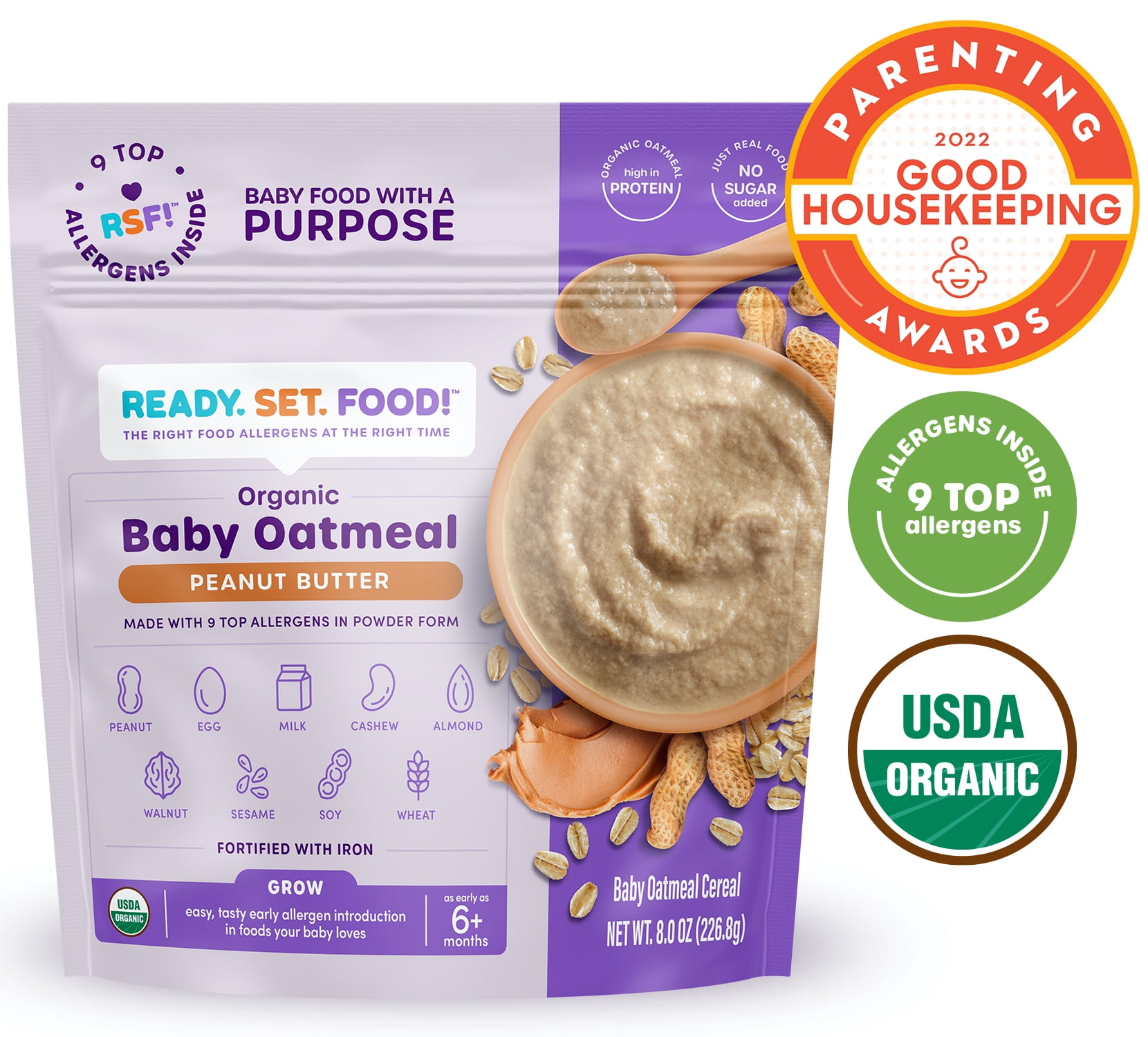 Ready, Set, Food! Organic Early Allergen Introduction Baby Oatmeal