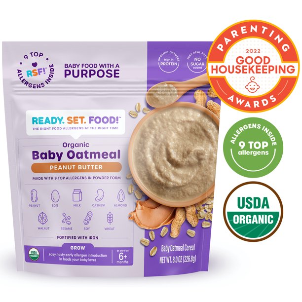Ready, Set, Food! Organic Early Allergen Introduction Baby Oatmeal