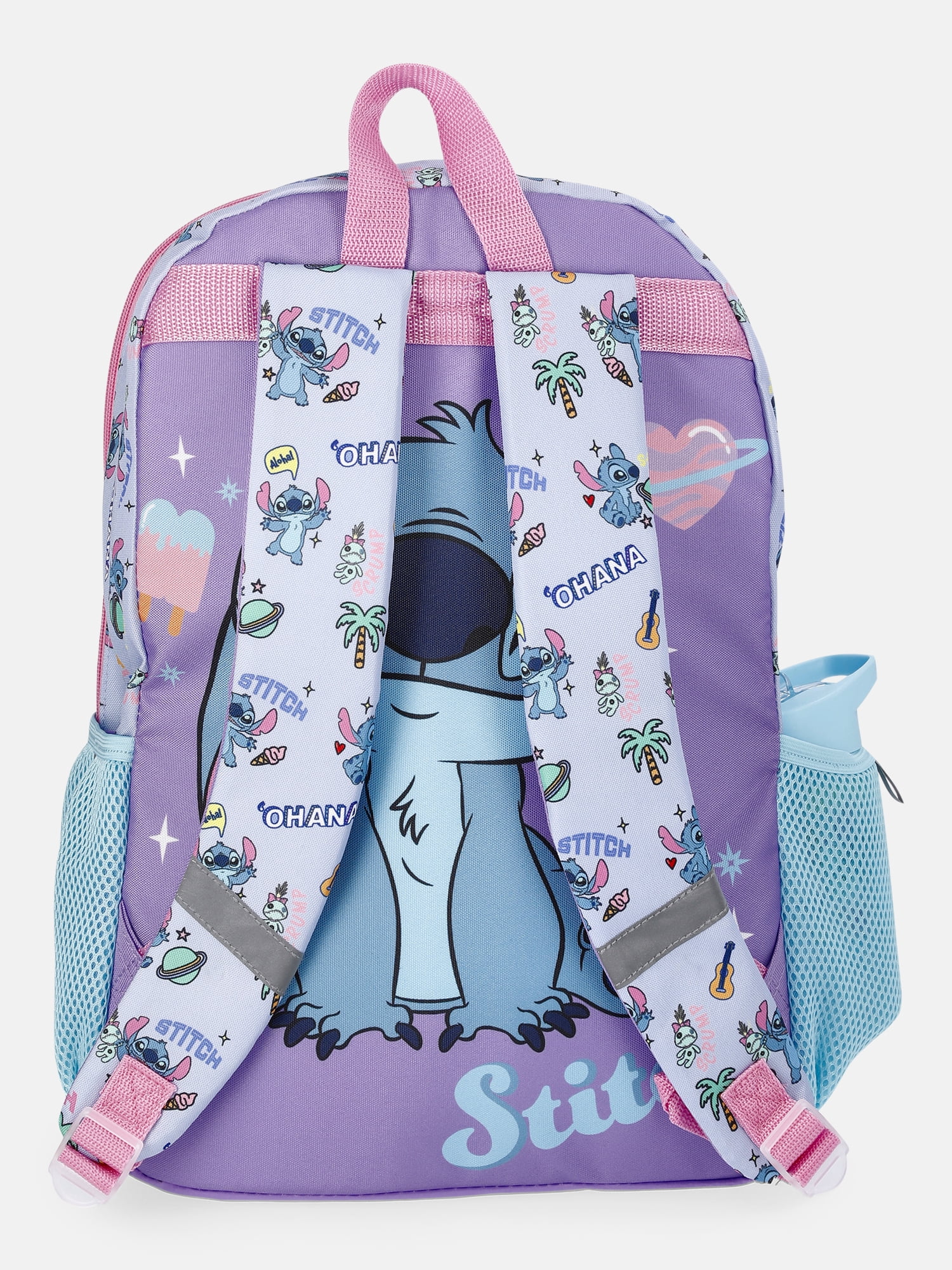 Lilo & Stitch Blue Backpack Set with Lunch kit, Headphones and Water Bottle