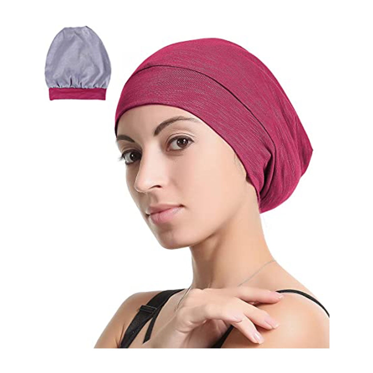 Cotton Satin Lined Sleep Cap Slouchy Sleeping Hat Beanie Slap Hat for Men&Women