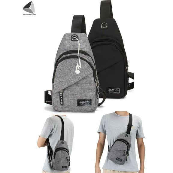 PULLIMORE Men Chest Bags Casual Crossbody Shoulder Sling Backpack Fanny Pack for Sports Travel (Black)