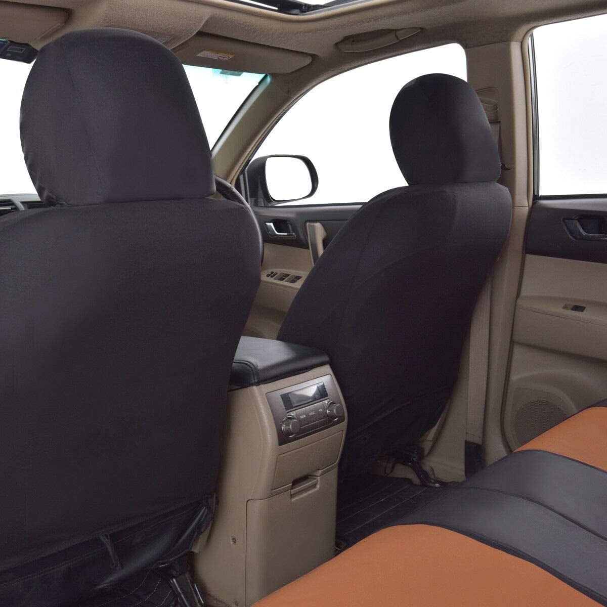 Flying Banner Car Seat Covers Protectors Full Set Synthetic Leather Full Set Brown