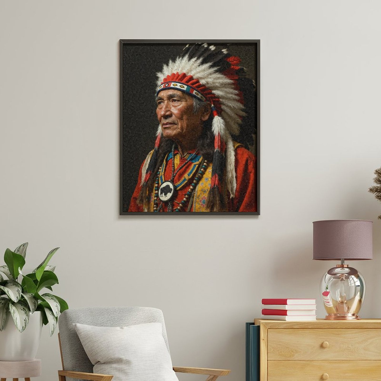 Paint By Numbers Kit for Adults Beginner - DIY Feather Headdress Cultural Portrait Canvas Painting Kits for Adults, Frameless Paint By Number for Adults for Home Wall Decor 16x20 Inch