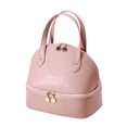 thumbnail image 2 of Women's Double-layer Portable Artificial Leather Insulated Lunch Bag, Reusable Women's Picnic Bag, Travel Lunch Bag, 2 of 5
