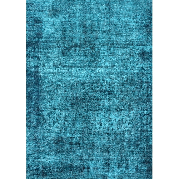 Ahgly Company Machine Washable Indoor Rectangle Oriental Light Blue Industrial Area Rugs, 6' x 9'