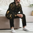 thumbnail image 7 of Sikiie Black And Gold Fire Dragon Mens Pajama Set, Soft Warm Long Sleeve Sleepwear, Cozy Button-Down Pjs for Men-Large, 7 of 7