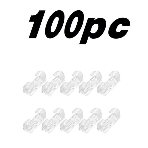 HOARBOEG 100pc Self Adhesive Cable Management Clips Desktop Cable Organizer Fixing Clamp Transparent