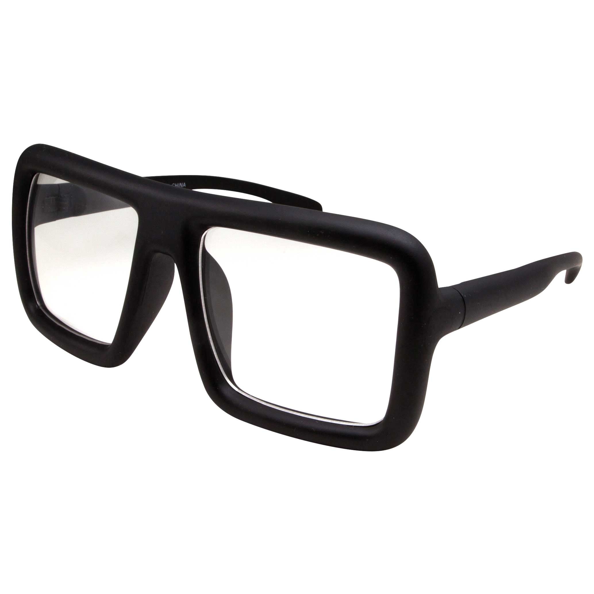New Super Flat Lens Sunglasses Oversize Thick Square Frame Mirror Lens 