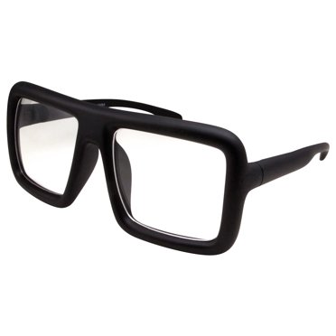 SPEXX Eyewear Oversized Retro Clear Lens Glasses – Large Big Thick Black Frame – 80332