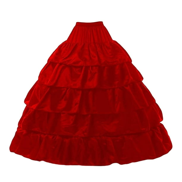 Crinolina de aro nupcial de poliéster, accesorios de boda Vestido de fiesta Enaguas Enagua de aro de cintura elástica para fiesta de graduación Rojo 4 Aros Sunnimix Enaguas Crinolina