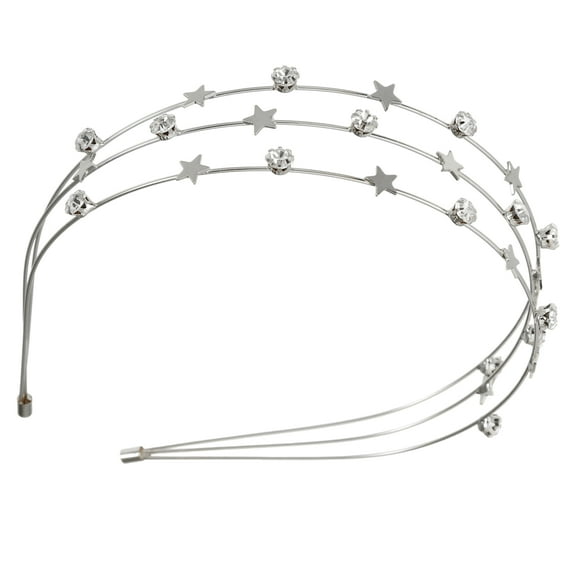 Unique Bargains 1 Pc Elegant Three-Layer Star Headband for Women for Girls 4.72" ID Silver Tone