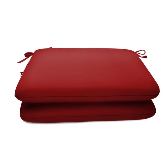 Casual Cushion Outdoor Chair Cushion, Sunbrella Fade & Water Resistant for Patio Dining Chairs, Kitchen & Porch Benches, 20"W x 20"D, 2" thick, Reversible, Canvas Jockey Red