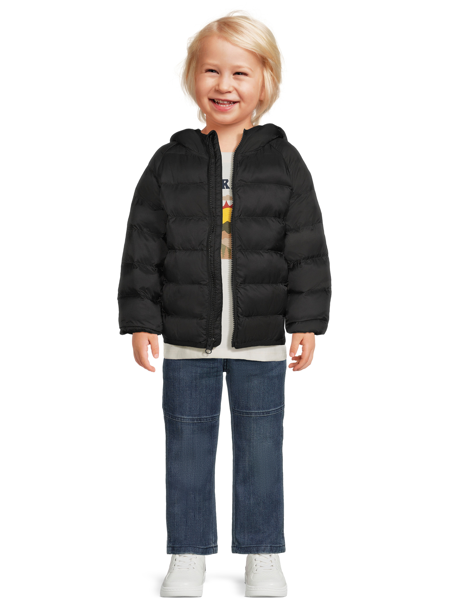 Wonder Nation Toddler Boys and Girls Unisex Packable Quilted Puffer Jacket, Sizes 12M-5T