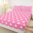 thumbnail image 3 of Homewish Teens Female Men Polka Dots Twin Sheet Sets 3pcs,Pink White Twin Fitted Sheet Microfiber,Minimalist Vintage Geometric Circle Breathable Flat Sheet,Super Cozy Room Decor, 3 of 7