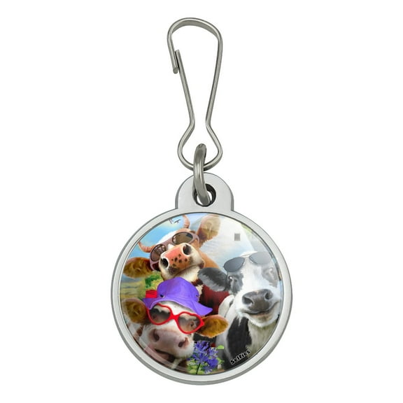 Udderly Cool Cow Farm Selfie Jacket Handbag Purse Luggage Backpack Zipper Pull Charm