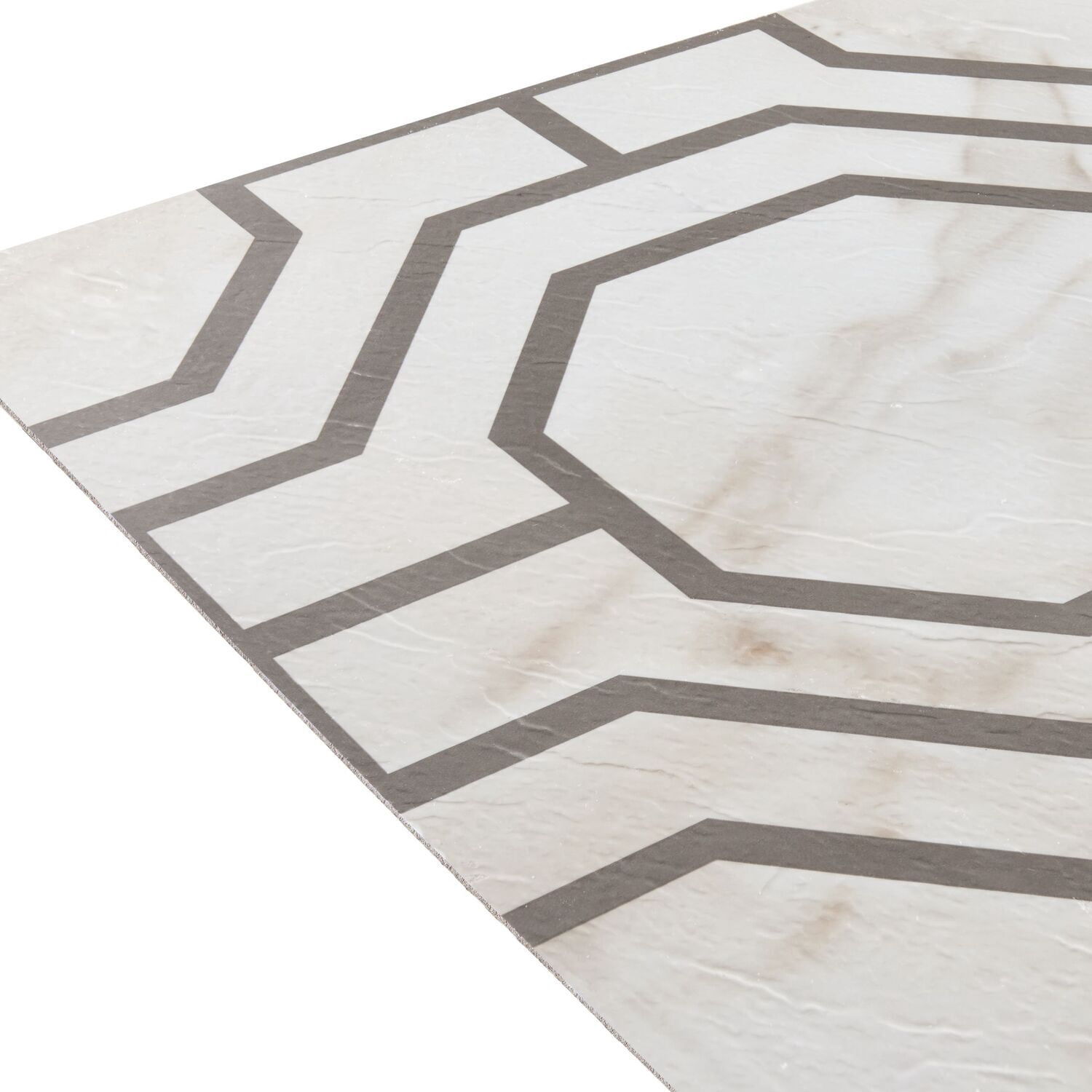 Homestock Vintage Vogue Self Adhesive 12-Inch Vinyl Floor Tiles, 20 Tiles - 12" X 12", Marble Octagon Pattern - Peel & Stick, Diy Flooring For Kitchen, Dining Room, Marble Octagon Style
