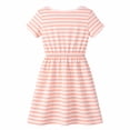 thumbnail image 2 of HILEELANG 4–13 Little/Big Girls Pink White Stripe Casual Short Sleeve Dress with Waist Tie Size 6-7, 2 of 8