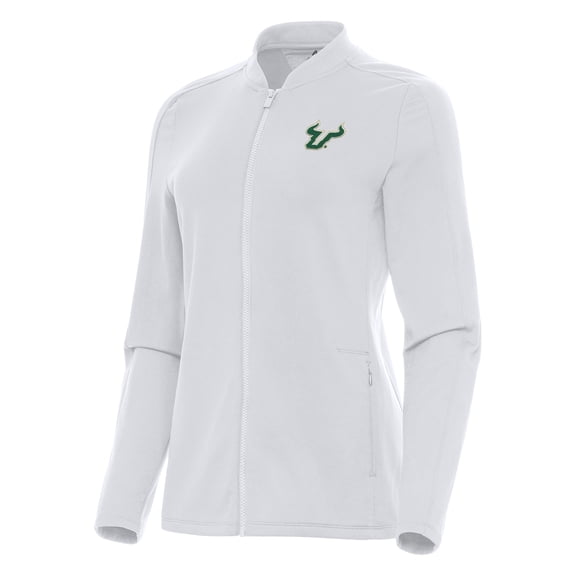Women's Antigua White South Florida Bulls Continual Full-Zip Jacket