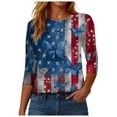 thumbnail image 6 of GEWSEY 3/4 Length Sleeve Womens Tops Casual Loose Fit Crewneck T Shirts Cute Solid Three Quarter Length Tunic Tops (Wine, M), 6 of 8
