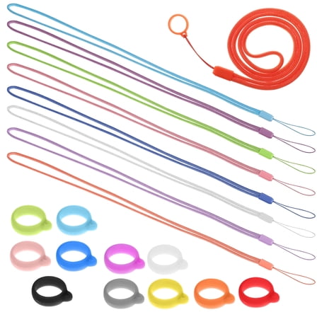 FELTECHELECTR Anti Lost Necklace Lanyards 8 Pcs with Silicone Rings Assorted Color for Outdoor Activities