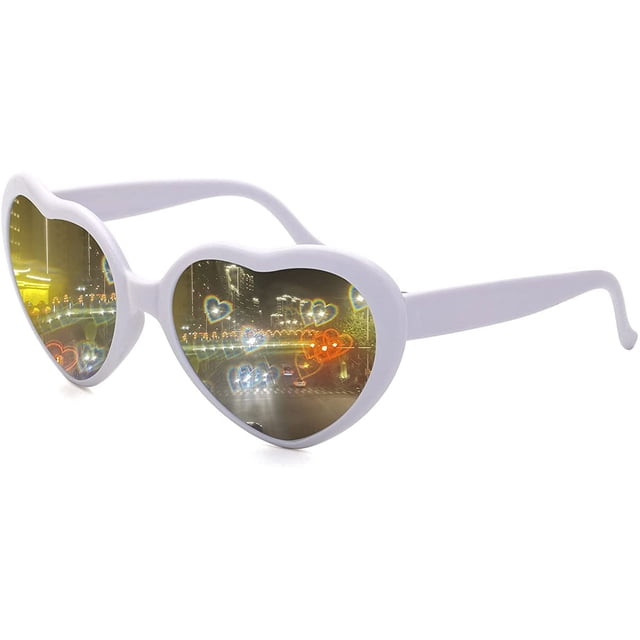 Heart Sunglasses for Women Men Festival Party Rave Light Changing Heart Effect Diffraction Glasses UV400 Protection