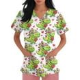 thumbnail image 3 of Scrubs Top For Women,Women's V-Neck Valentine's Day Print Short-Sleeve Pocket Side-Slit Nursing Scrub Top - Dark Green - XXXL, 3 of 6