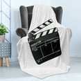 thumbnail image 4 of Movie Theater Soft Flannel Fleece Throw Blanket, Realistic Illustration of a Clapper Board for Film and Video Industry, Cozy Plush for Indoor and Outdoor Use, 50" x 70", Black White, by Ambesonne, 4 of 5