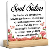 Soul Sister Gift For Women Friends, Besties Gift, Friendship Gift For Women, Soul Sister Acrylic Desk Plaque Sign Keepsake (With Wooden Stand)