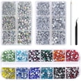 thumbnail image 1 of LAICAIW 6000Pcs Hotfix Rhinestones Flat Back Gemstone Crystal Set with Clear and Clear AB 6 Sizes Crystal and 12 Mixed Color SS12 Rhinestones for DIY Manicure, Face Art Clothes Bags, 1 of 6