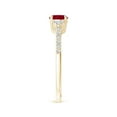 thumbnail image 3 of ANGARA Natural Horizontally Set 1 ct Ruby Engagement Ring with Trio Diamond Accents in 14K Yellow Gold for Women (Size-7x5mm) | July Birthstone, Anniversary Jewelry Gift for Women | Natural Ruby Ring, 3 of 9