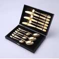 thumbnail image 1 of Stainless Steel Western Dinnerware Steak Cutlery 12 Piece Set Wedding Gift Box - Golden, 1 of 6