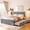 Gray, variant on Queen Size Velvet Upholstered Platform Bed with Twin XL Pull-Out Trundle, Sturdy Slat Support No Box Spring Needed, Gray