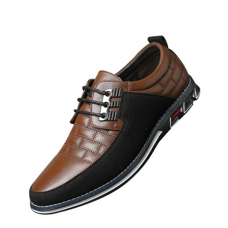 

Men Casual PU Leather Shoes Loafers Breathable Non Slip Rubber Sole Walking Shoes Lace Up