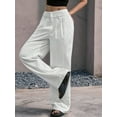 thumbnail image 6 of Women'S Striped Pants Color Block High Waisted Wide Leg Casual Work Office Long Trousers White S, 6 of 7