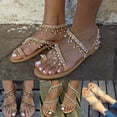 thumbnail image 3 of Eoperou Plus Size Women Rhinestone Faux Pearl Tassel Shoes Summer Clip Toe Flat Sandal, 3 of 8