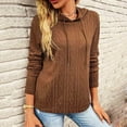thumbnail image 2 of UAMVSH Tunic Hoodie for Women Casual Knitted Long Sleeve Hooded Sweatshirts Loose Crew Neck Pullover Tops Ladies Fashion(3X-Large,Brown), 2 of 7