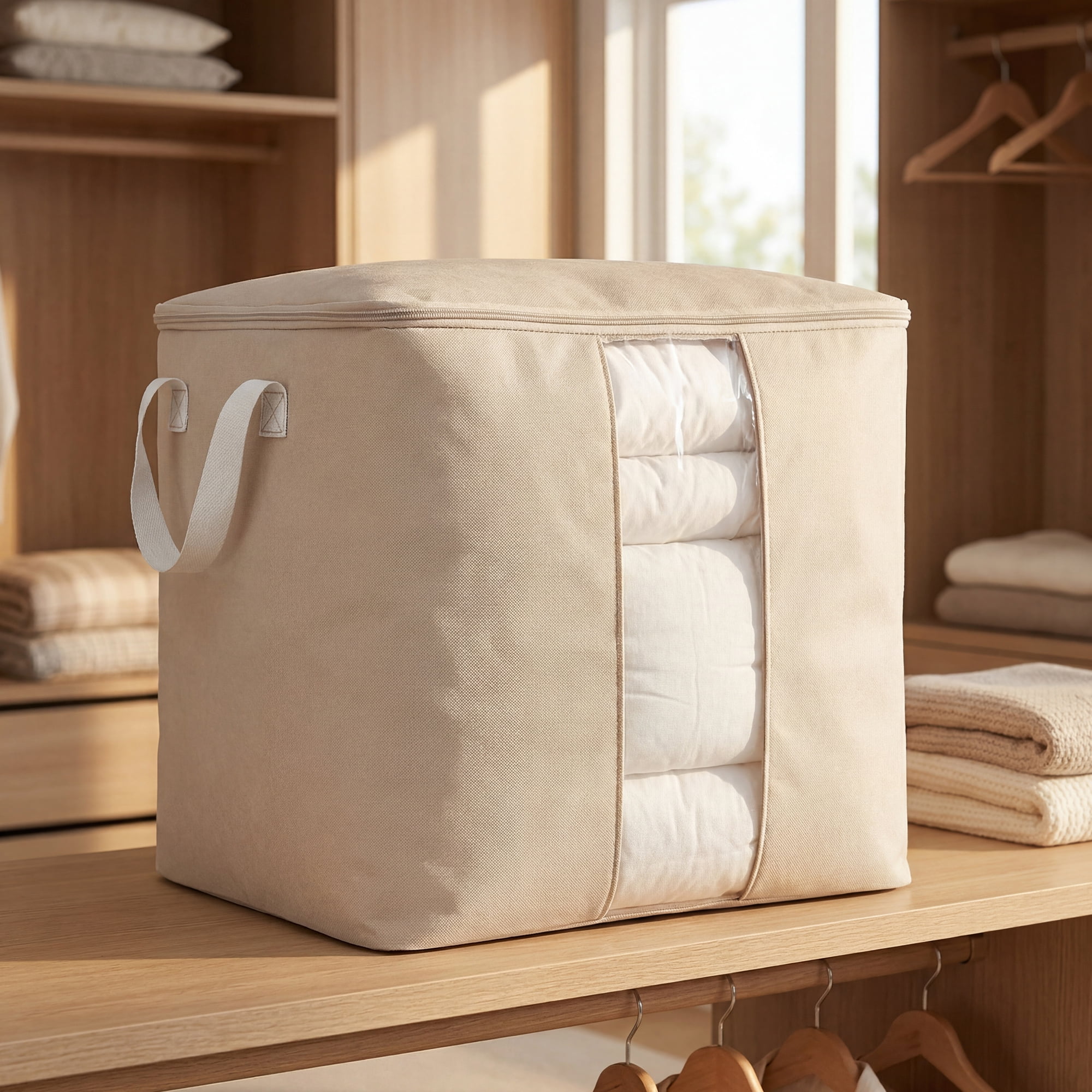 Unique Bargains Storage Bag for Closet Organizers with Handles Grey 19.7"x18.1"x18.1"