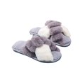 thumbnail image 1 of Women's Fuzzy Slippers Cross Band Memory Foam House Slippers Open Toe Non-slip Slippers, 1 of 4