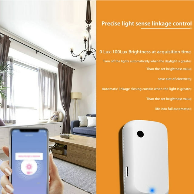 Tuya Light Sensor Zigbee Smart Phone Phone APP Remote Linkage APP Detector 0-1000LUX Indoor Household Automation Detection Device for Lamp Switch